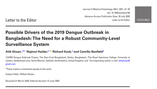 Possible drivers of the 2019 dengue outbreak in Bangladesh: The need for a robust community-level surveillance system